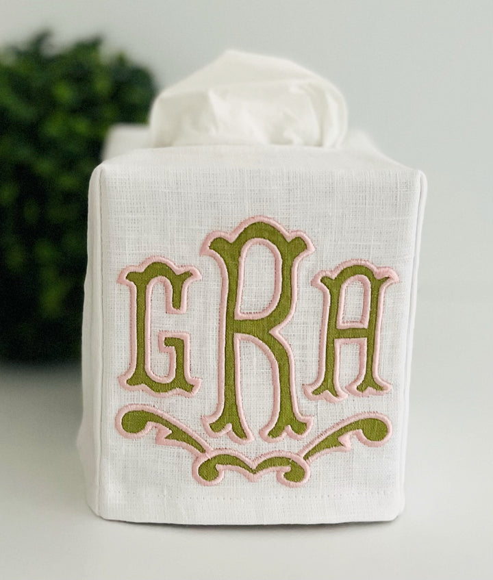 Appliqué Monogram Tissue Box Cover