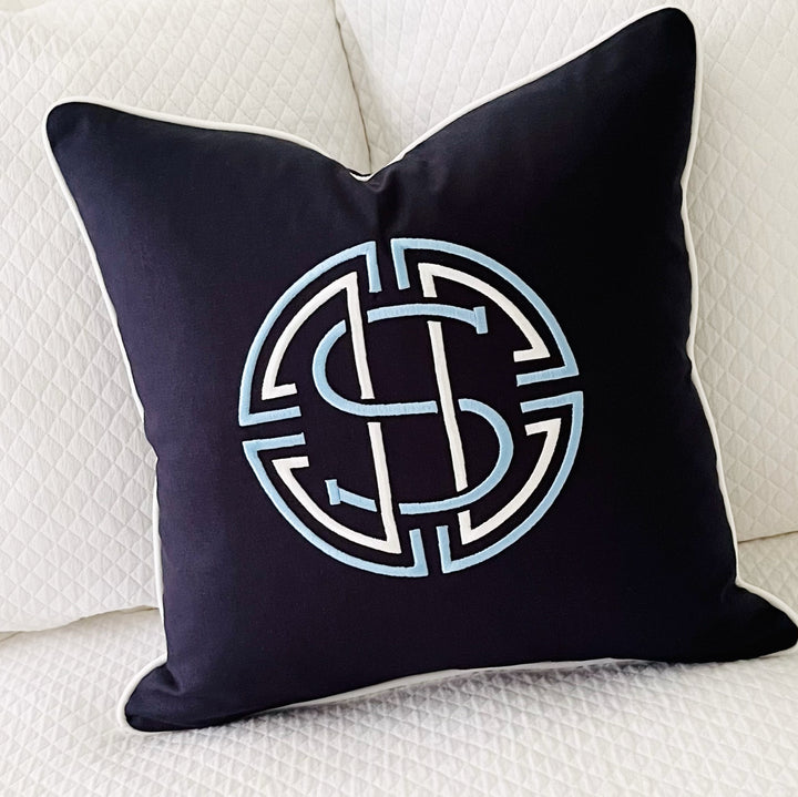 Embroidered Monogram Pillow Cover