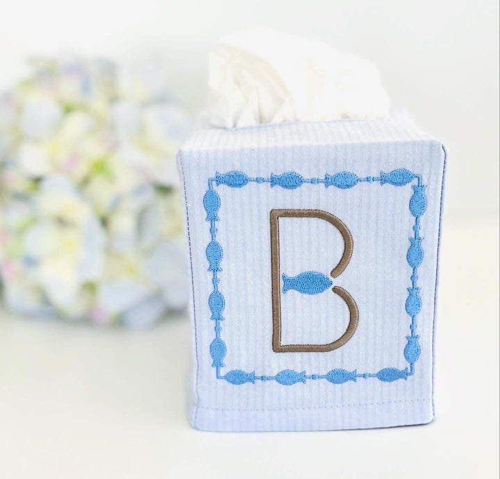 Embroidered Monogram Tissue Box Cover