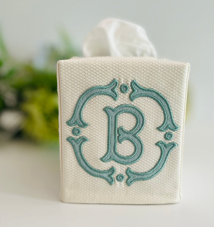 Appliqué Monogram Tissue Box Cover