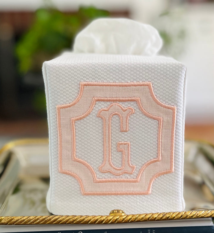 Appliqué Monogram Tissue Box Cover