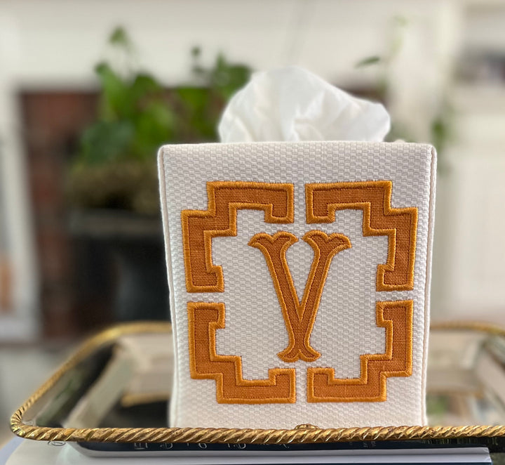Appliqué Monogram Tissue Box Cover