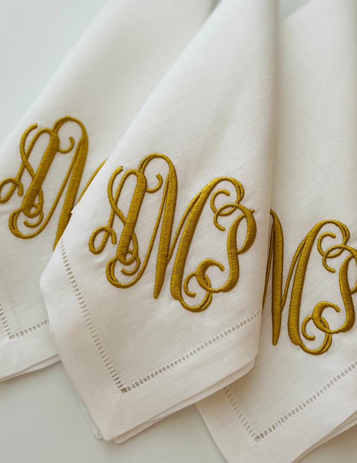 Linen Hemstitch Dinner Napkins, Set of 4
