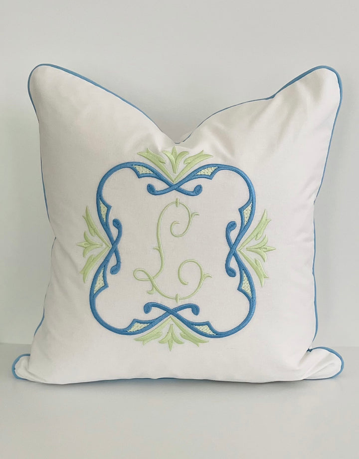 Embroidered Monogram Pillow Cover