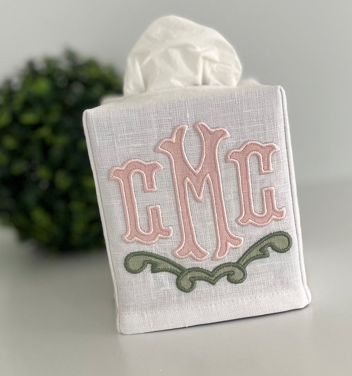 Appliqué Monogram Tissue Box Cover