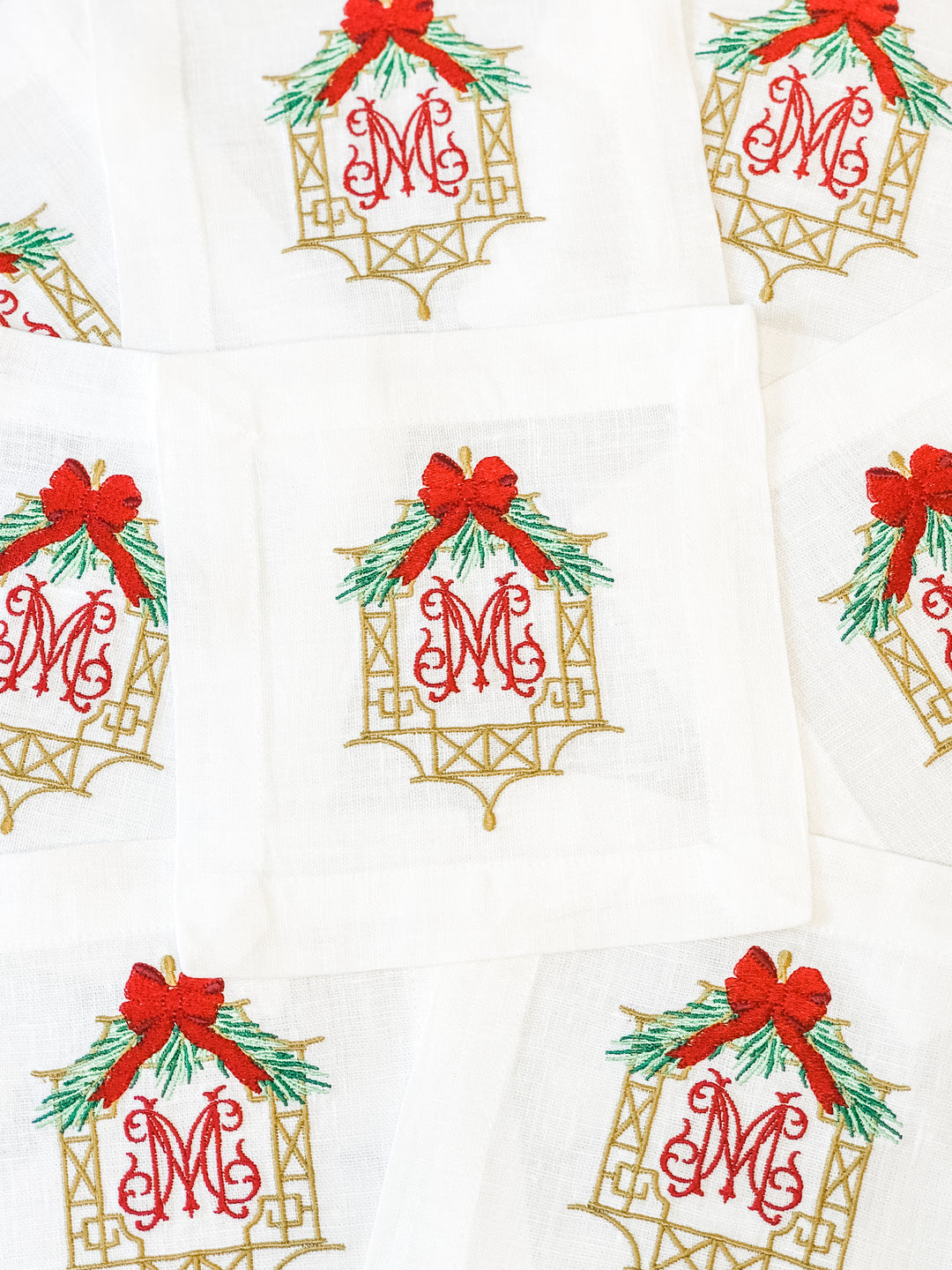 Chinoiserie Christmas Frame Cocktail Napkins ~ Set of 4