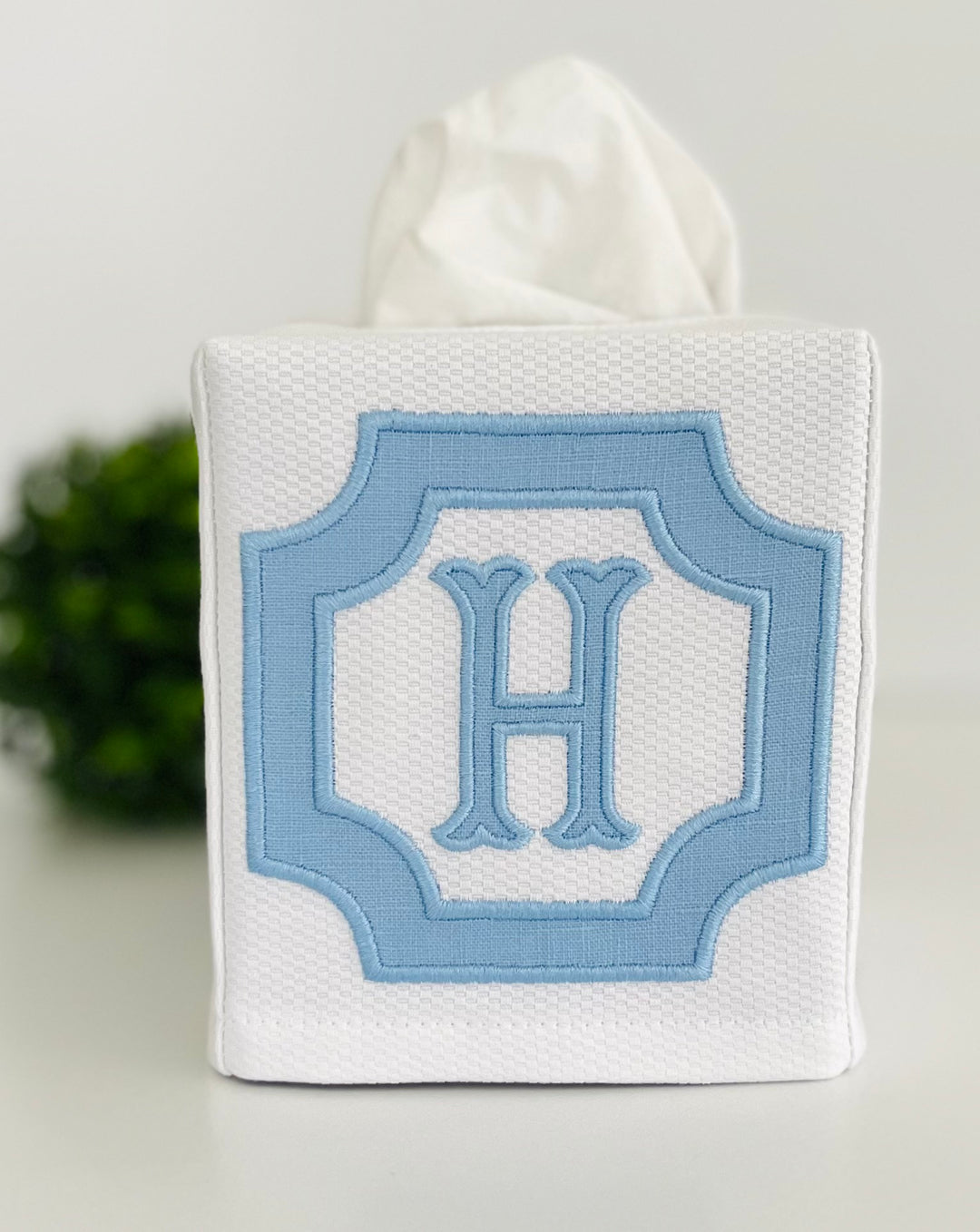 Appliqué Monogram Tissue Box Cover