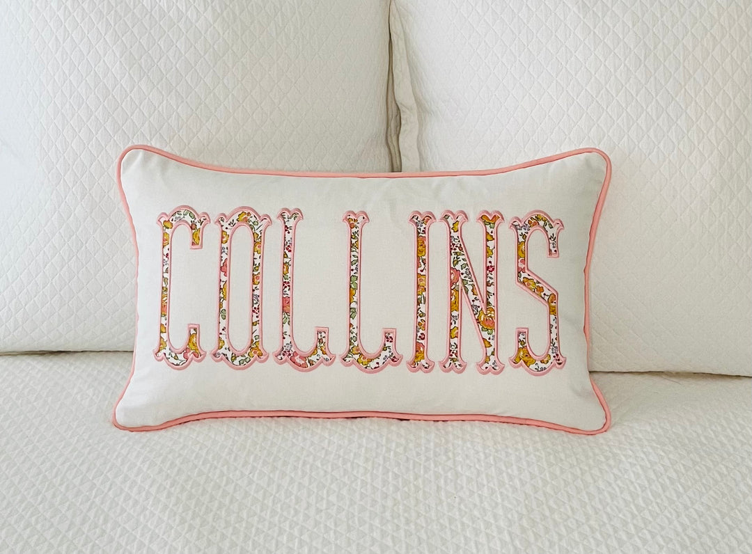 Liberty of London Name Appliqué Monogram Pillow Cover