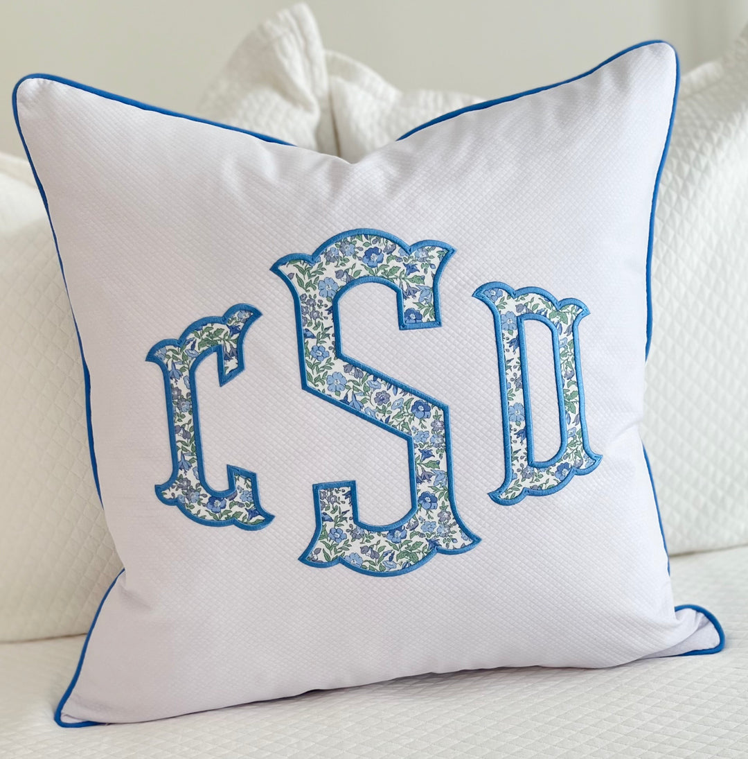 Liberty of London Appliqué Monogram Pillow Cover