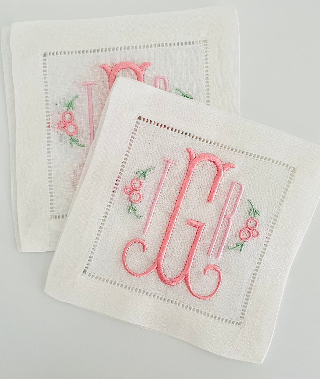 Basic Linen Hemstitched Cocktail Napkins ~ Set of 4