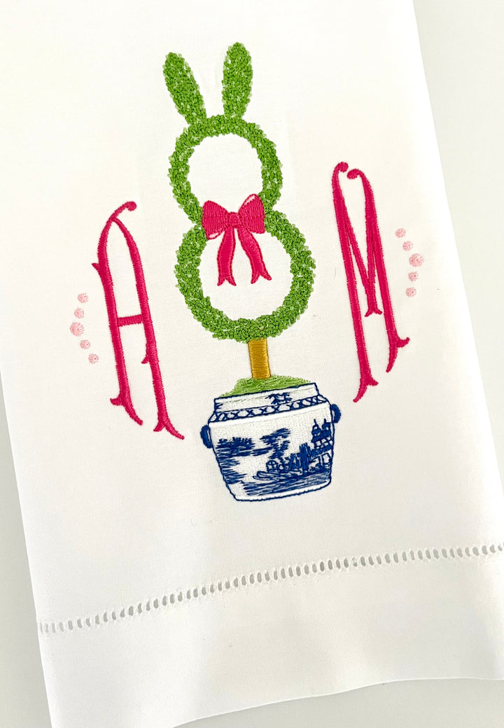 Guest Towel - Chinoiserie Boxwood Bunny