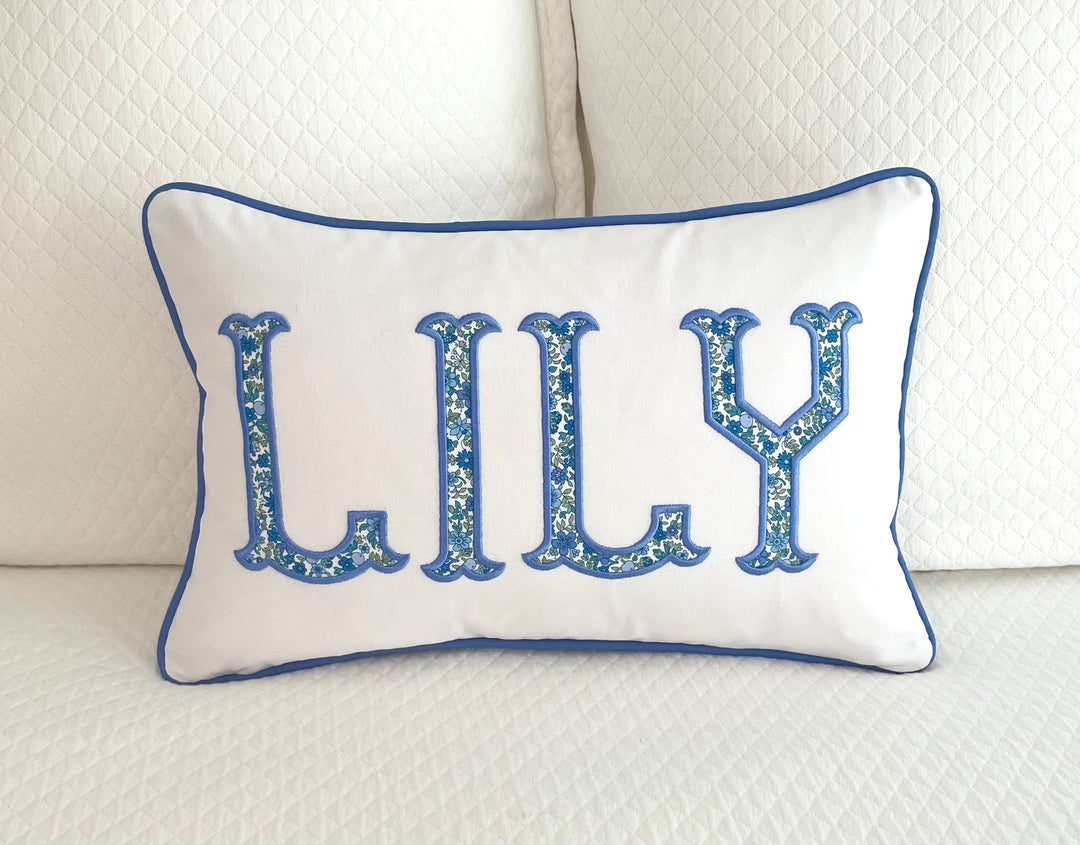 Liberty of London Name Appliqué Monogram Pillow Cover
