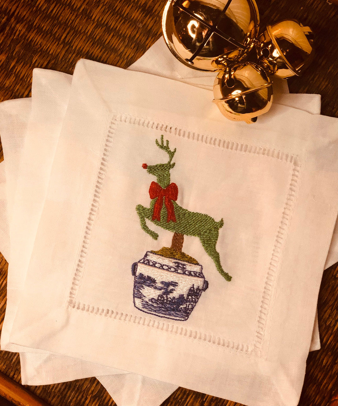 Christmas Reindeer Cocktail Napkins - Set of Four