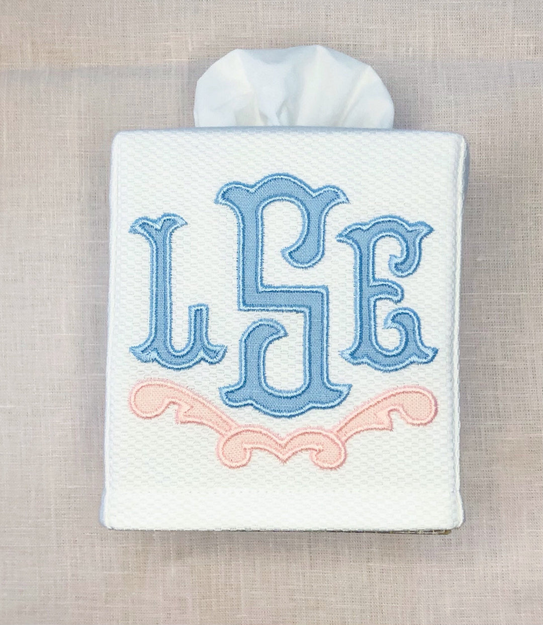 Appliqué Monogram Tissue Box Cover