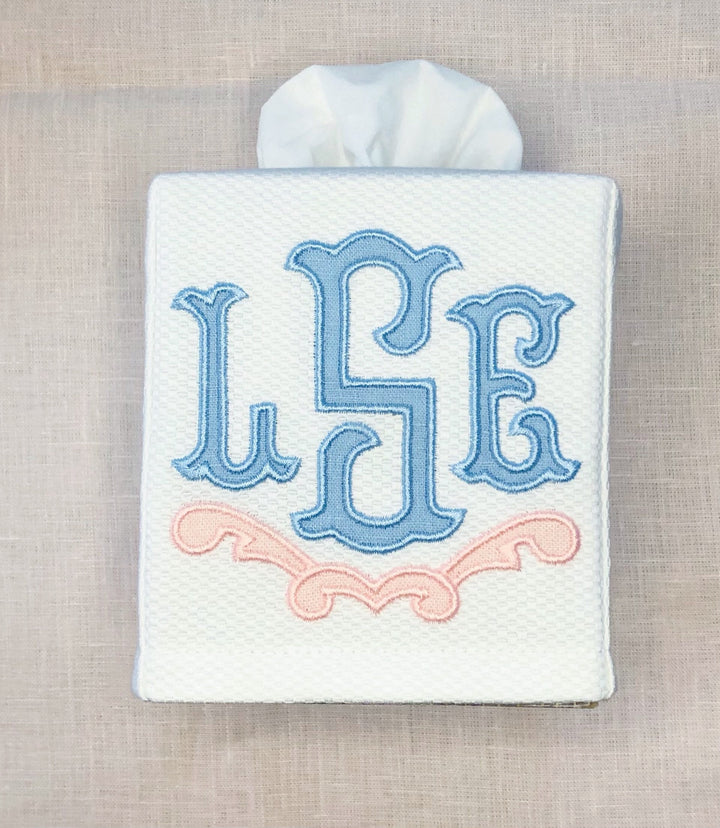 Appliqué Monogram Tissue Box Cover