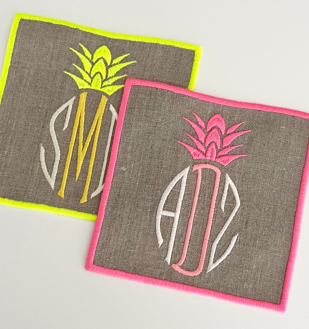 Neon Pineapple Cocktail Napkin - Set of 4
