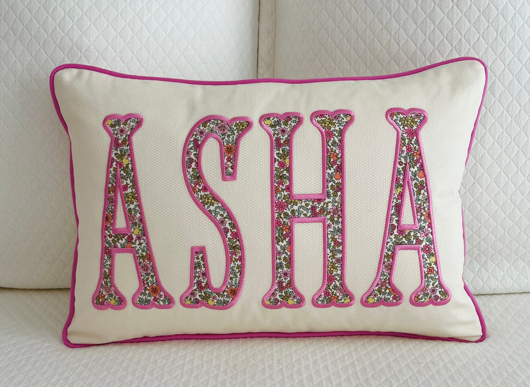 Liberty of London Name Appliqué Monogram Pillow Cover