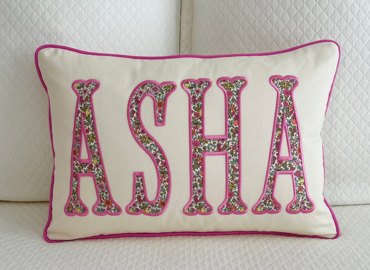 Liberty of London Name Appliqué Monogram Pillow Cover