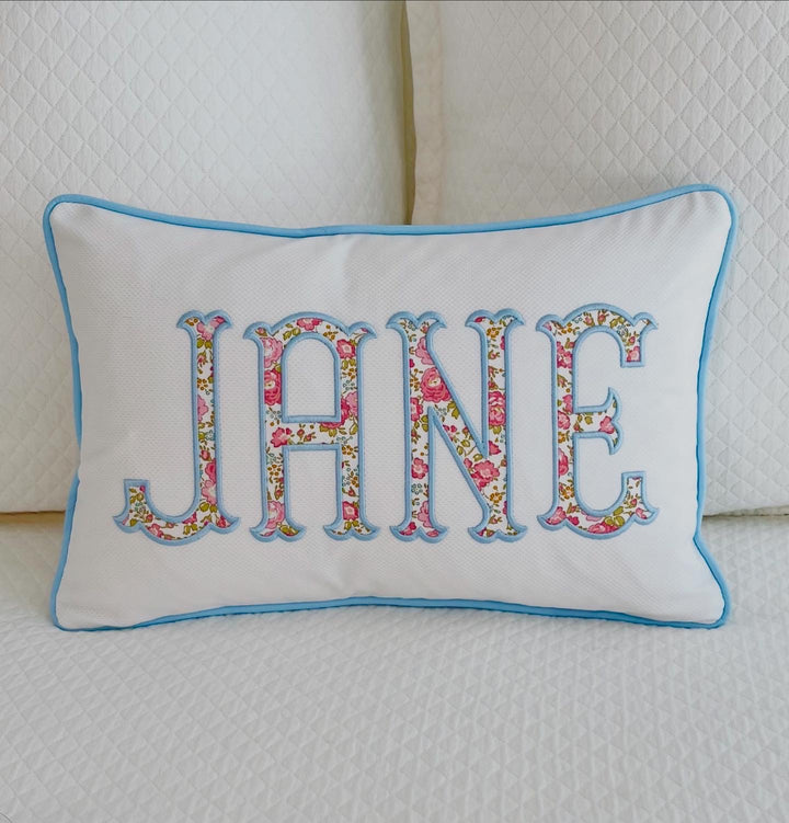 Liberty of London Name Appliqué Monogrammed Pillow Cover