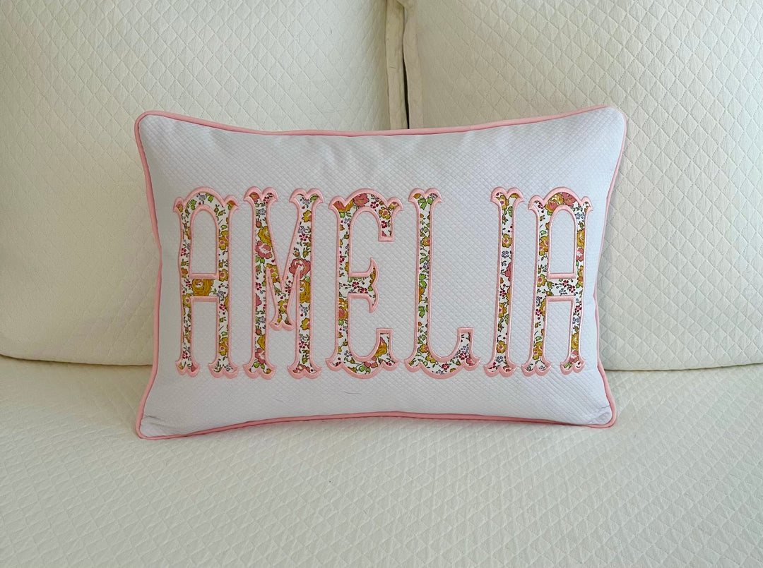Liberty of London Name Appliqué Monogram Pillow Cover