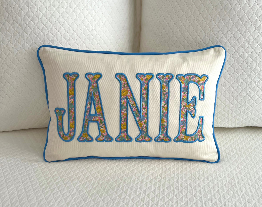 Liberty of London Name Appliqué Monogram Pillow Cover