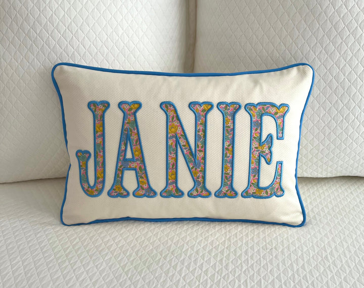 Liberty of London Name Appliqué Monogram Pillow Cover