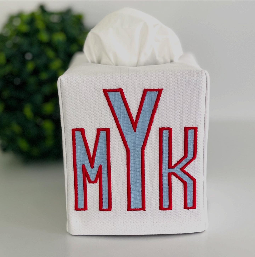 Appliqué Monogram Tissue Box Cover