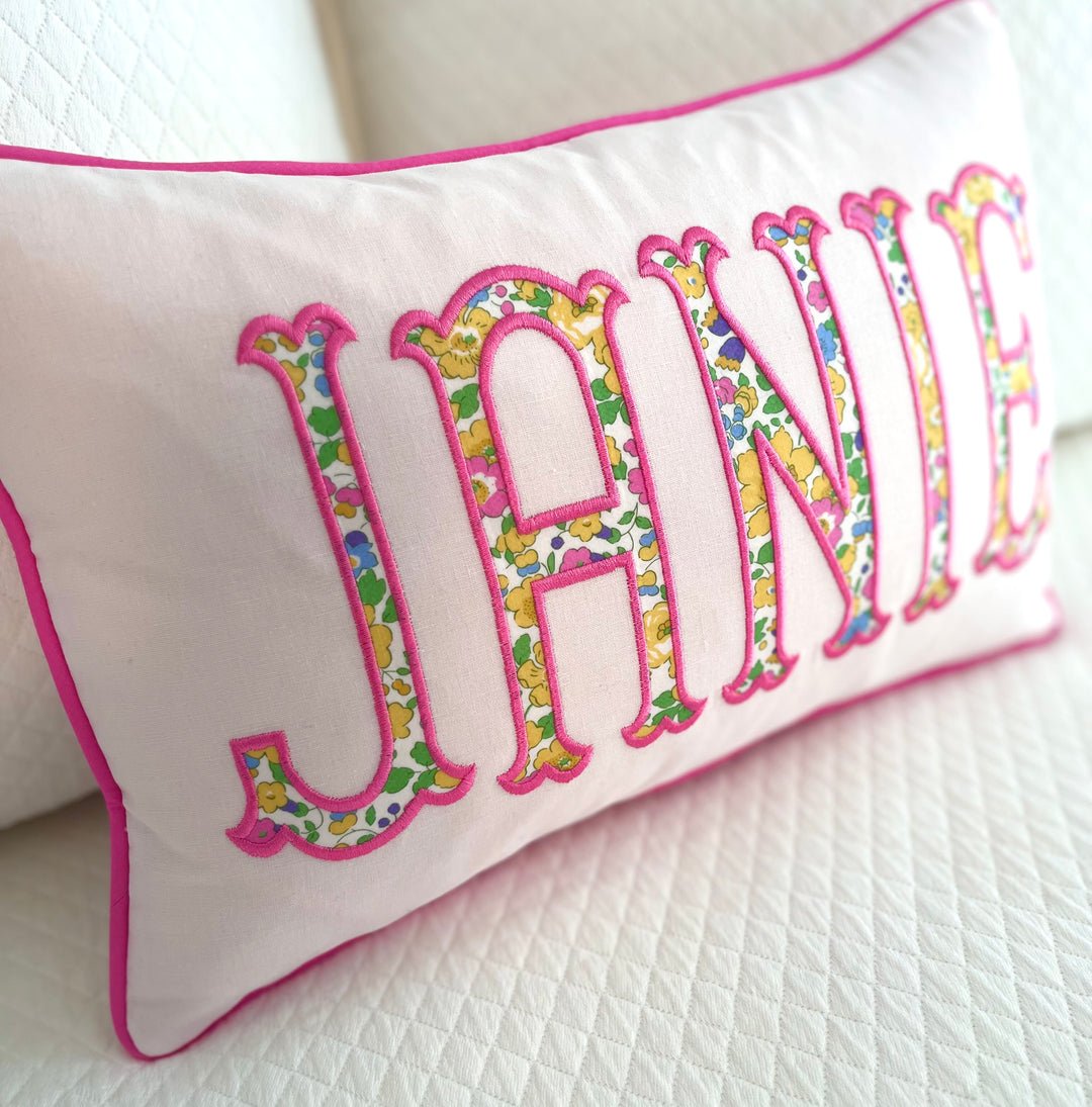 Liberty of London Name Appliqué Monogram Pillow Cover
