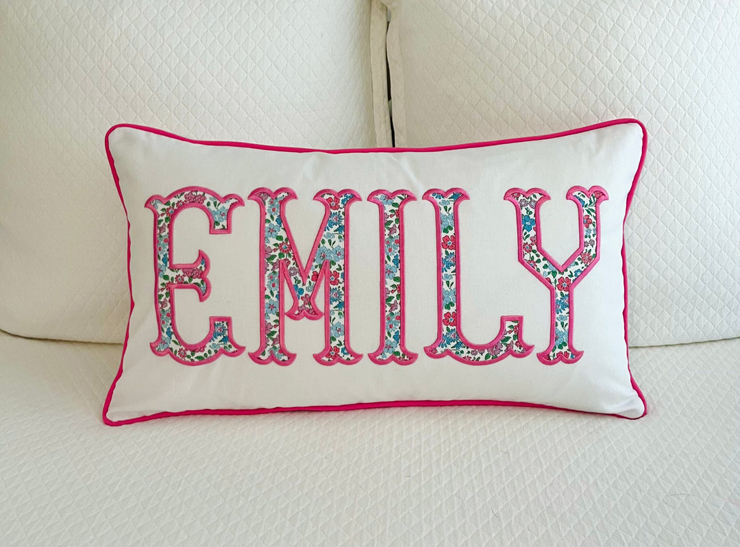 Liberty of London Name Appliqué Monogram Pillow Cover