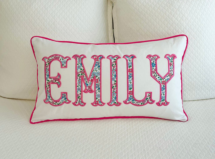 Liberty of London Name Appliqué Monogram Pillow Cover