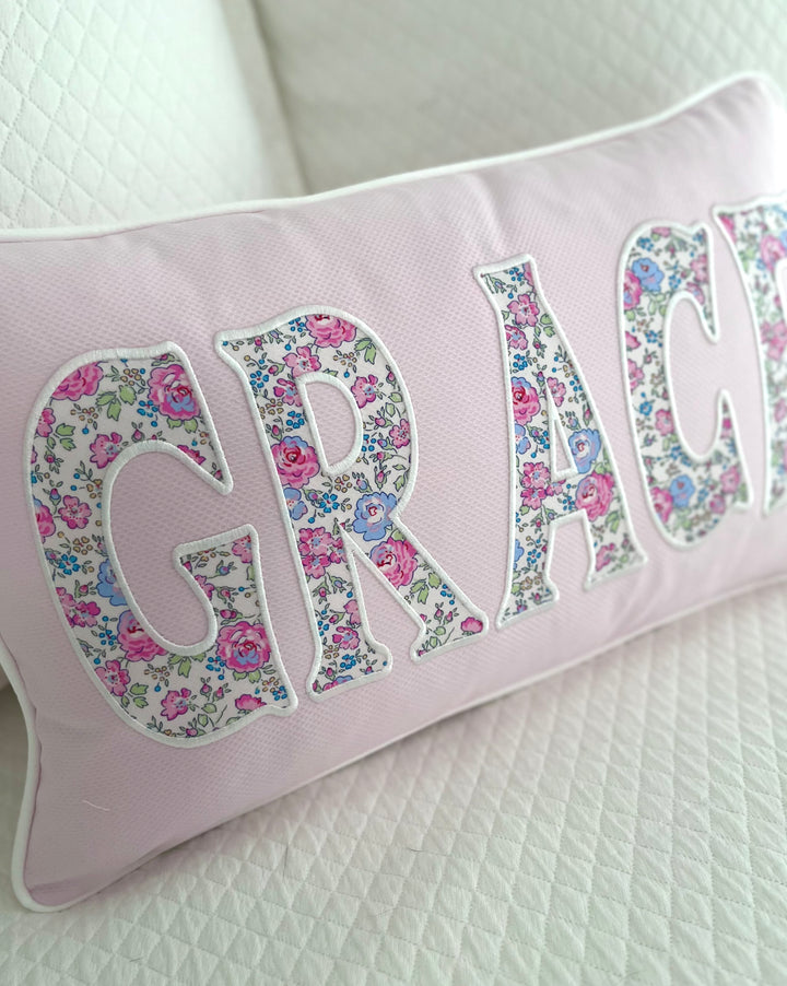 Liberty of London Name Appliqué Monogram Pillow Cover