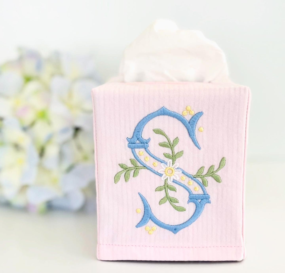 Monogrammed Tissue Box Cover - Monogram 090 Sample Stitch Out