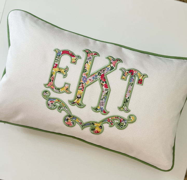 Liberty of London Appliqué Monogram Pillow Cover