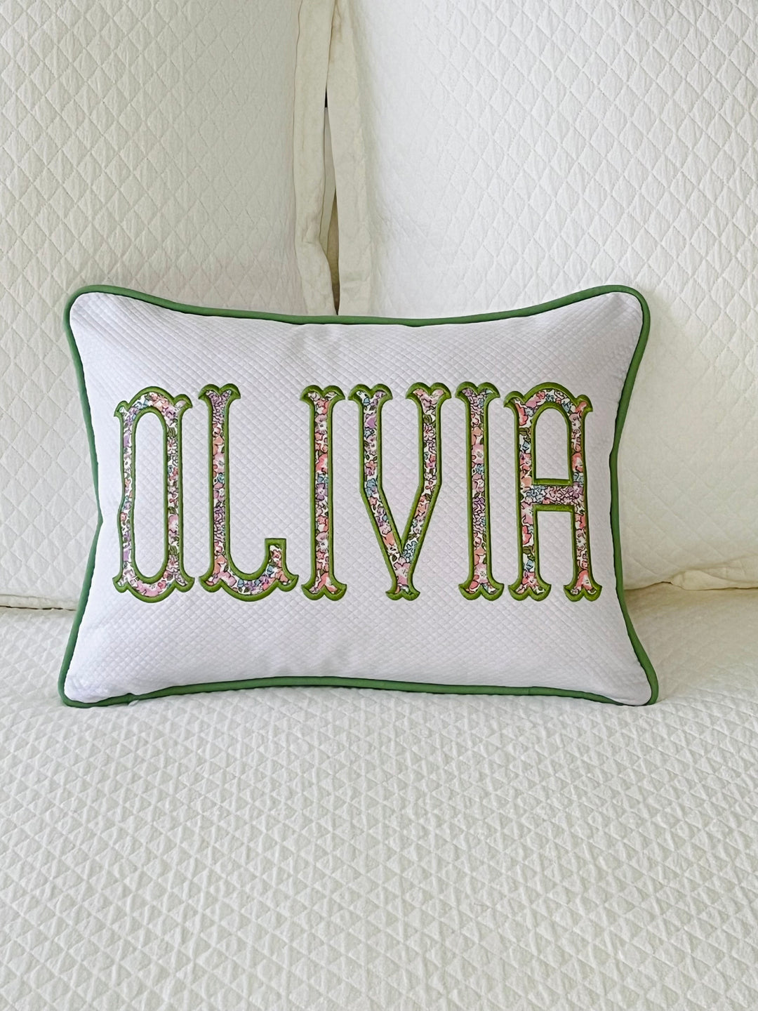 "Olivia" Name Applique Pillow Cover