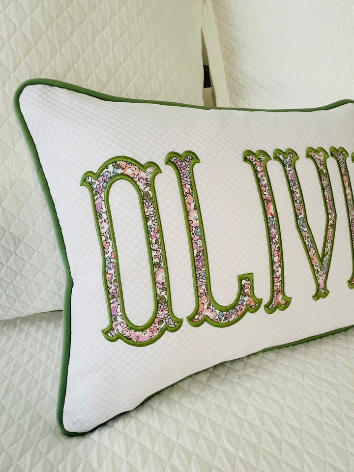 "Olivia" Name Applique Pillow Cover