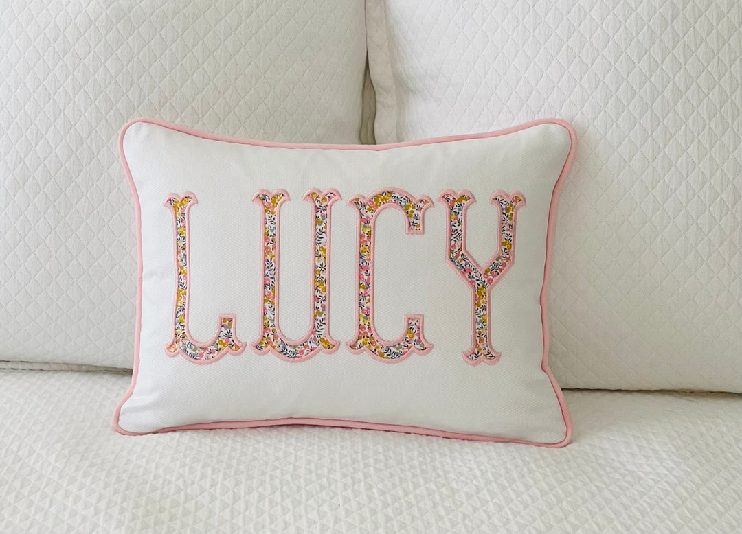 Liberty of London Name Appliqué Monogrammed Pillow Cover