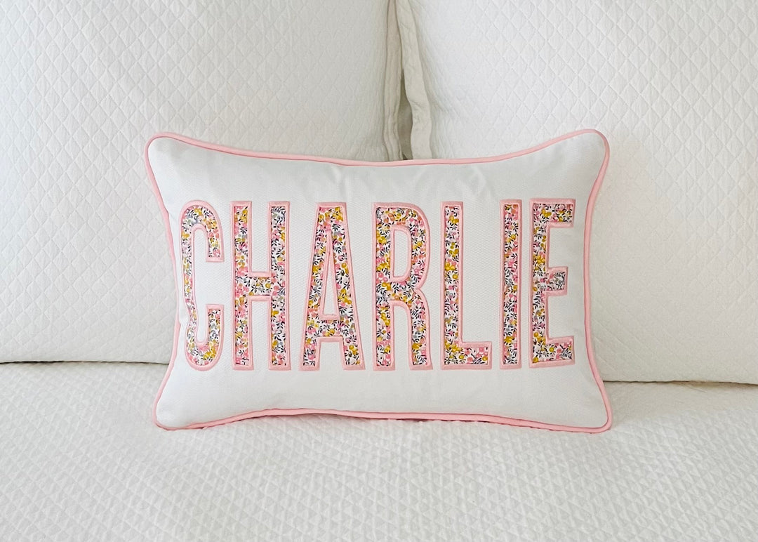 Liberty of London Name Appliqué Monogrammed Pillow Cover