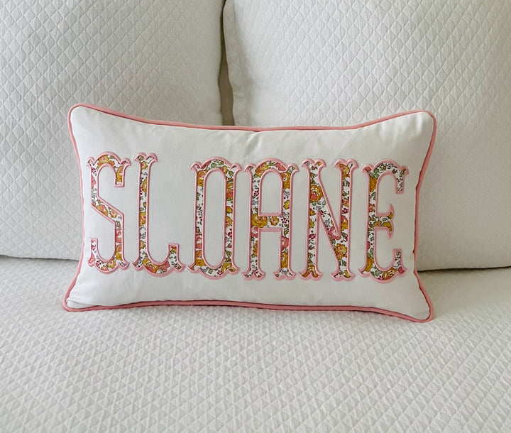 Liberty of London Name Appliqué Monogrammed Pillow Cover