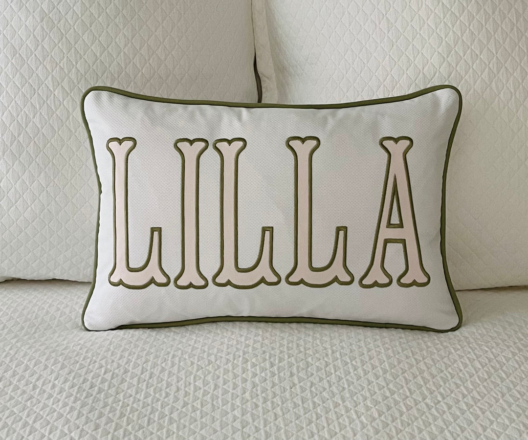 Name Appliqué Pillow Cover