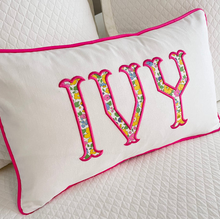 Liberty of London Name Appliqué Monogrammed Pillow Cover