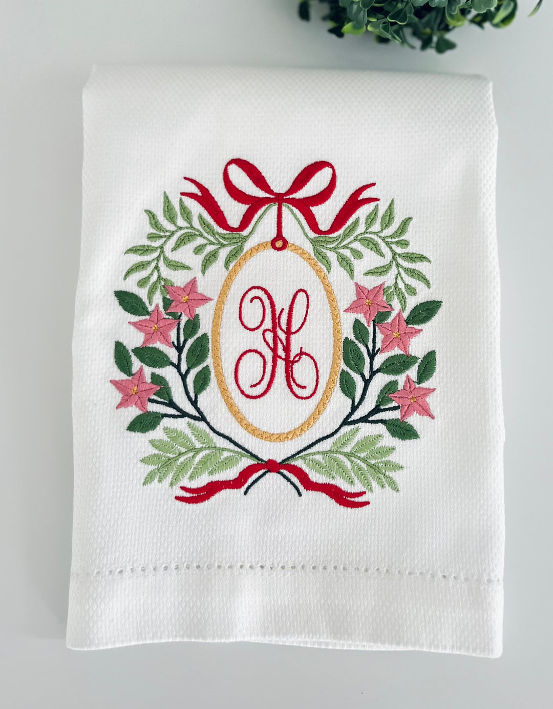 Poinsettia Christmas Frame Guest Towel