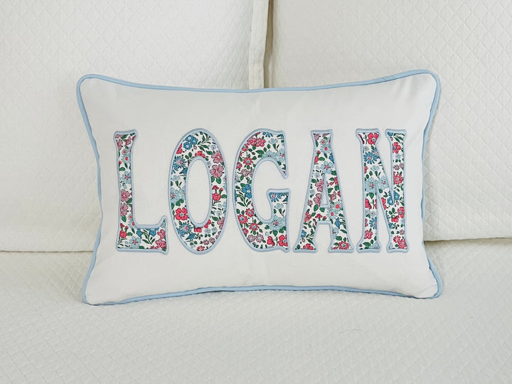 Liberty of London Name Appliqué Monogrammed Pillow Cover