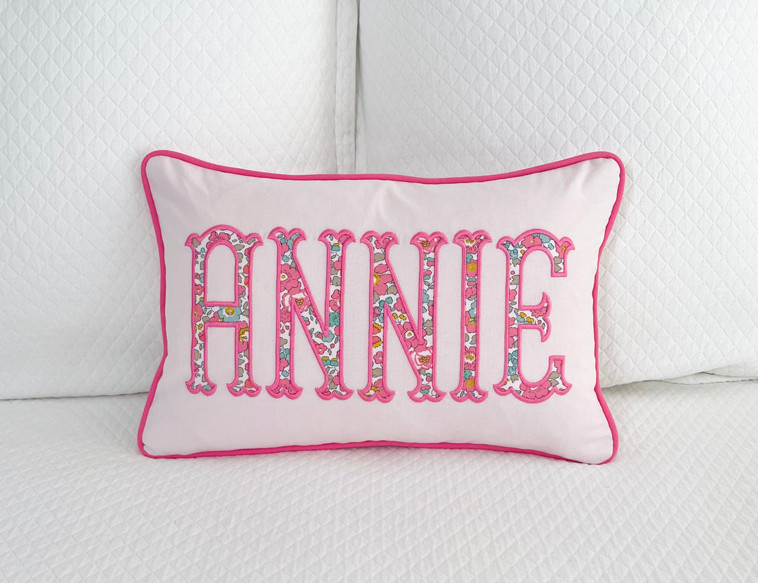 Liberty of London Name Appliqué Monogrammed Pillow Cover