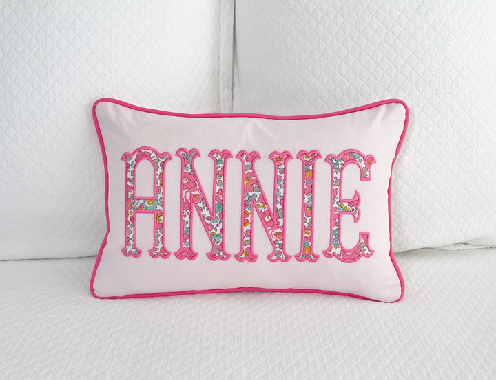 Liberty of London Name Appliqué Monogrammed Pillow Cover