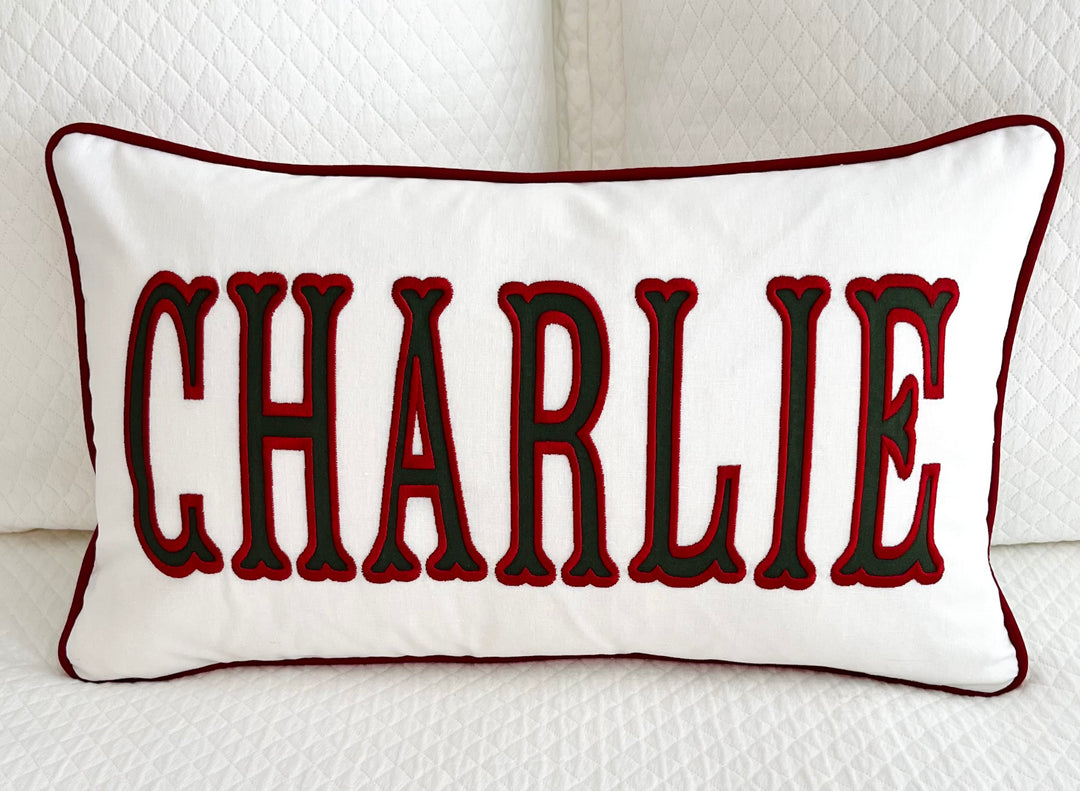 Name Appliqué Monogrammed Pillow Cover