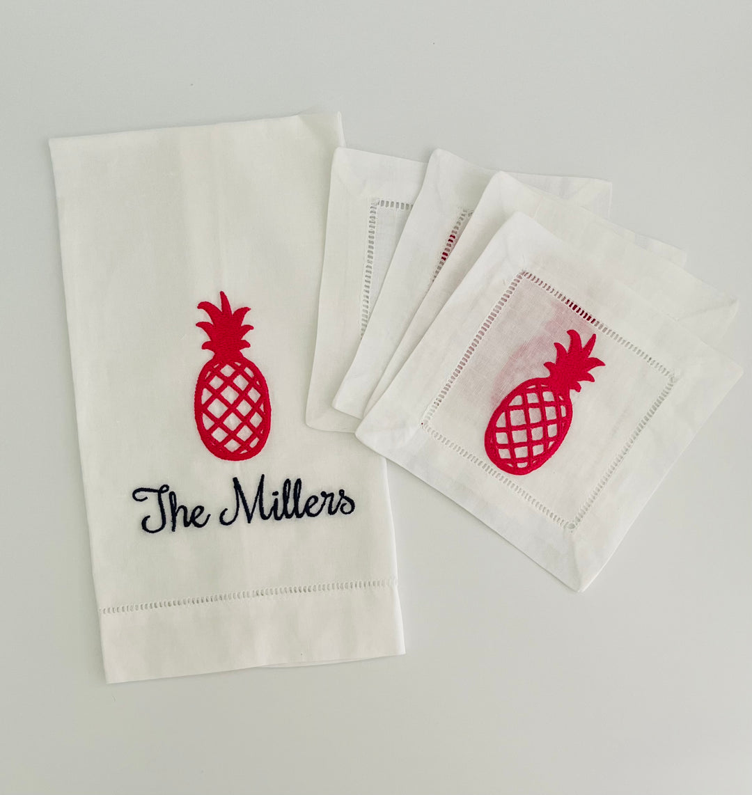Pineapple Guest Towel and Cocktail Napkin Set