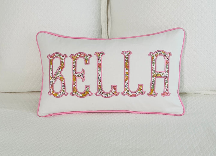 Liberty of London Name Appliqué Monogrammed Pillow Cover