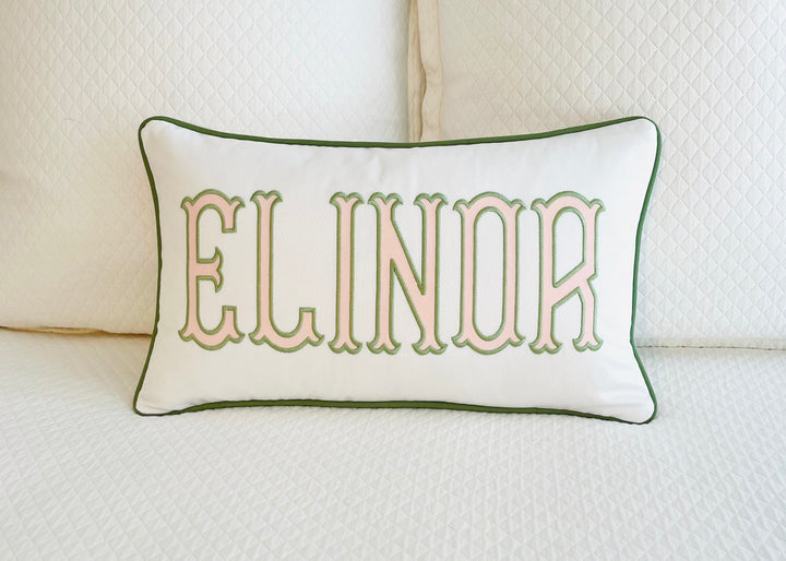 Name Appliqué Monogrammed Pillow Cover