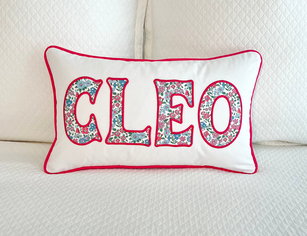 Liberty of London Name Appliqué Monogrammed Pillow Cover