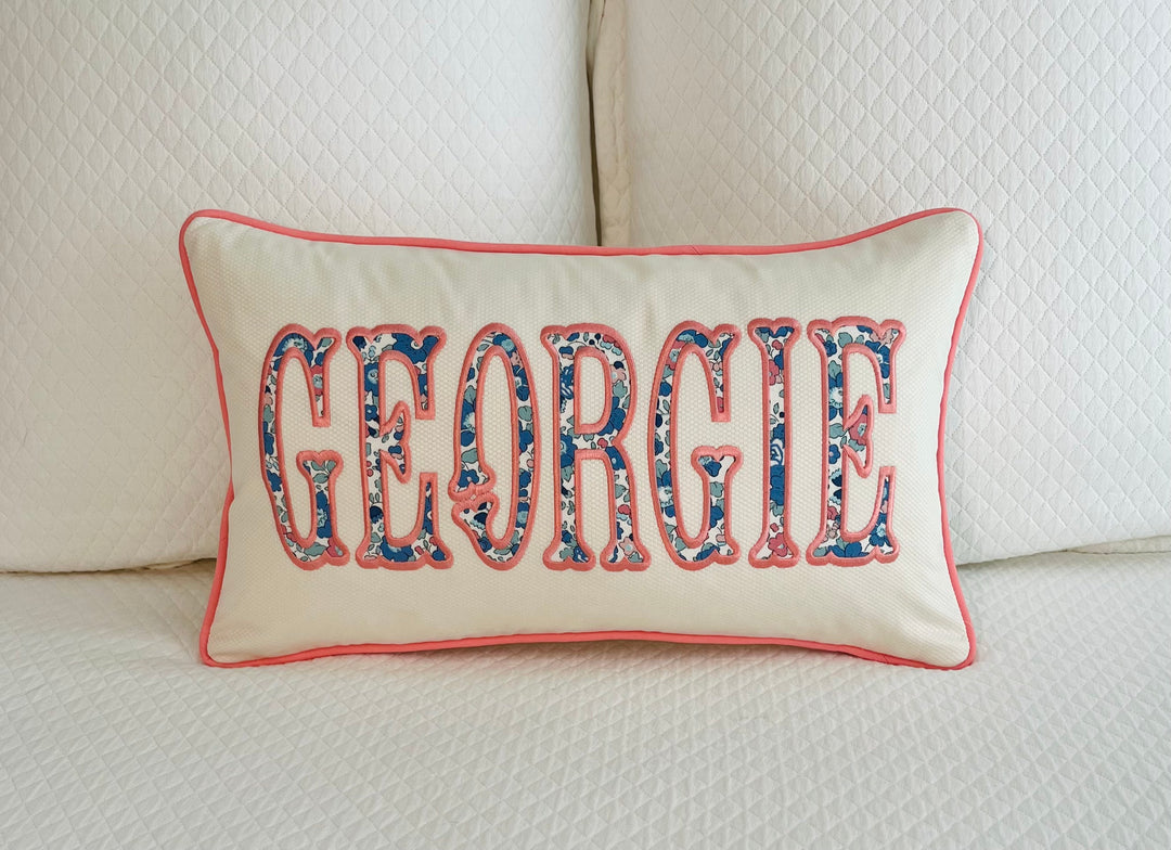Liberty of London Name Appliqué Monogrammed Pillow Cover